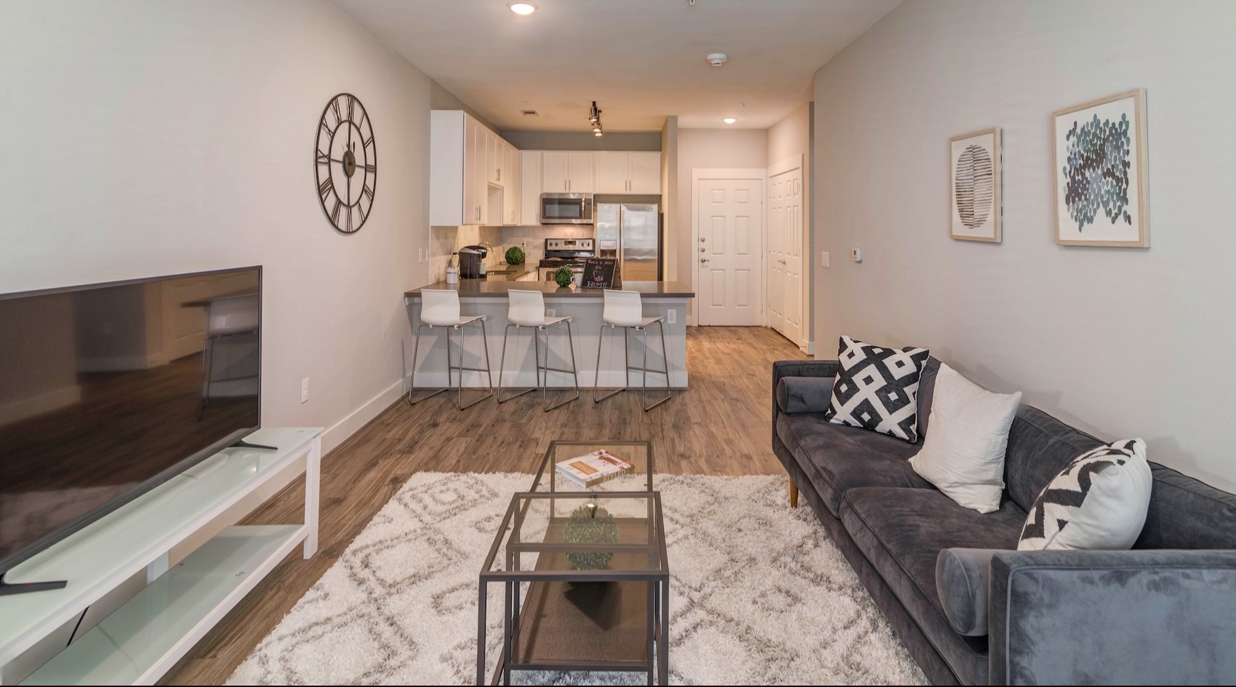 Open space living area with natural lighting